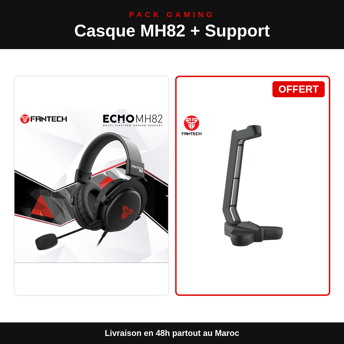Pack Casque Fantech MH82 Echo + Support AC3001 : contenu du pack
