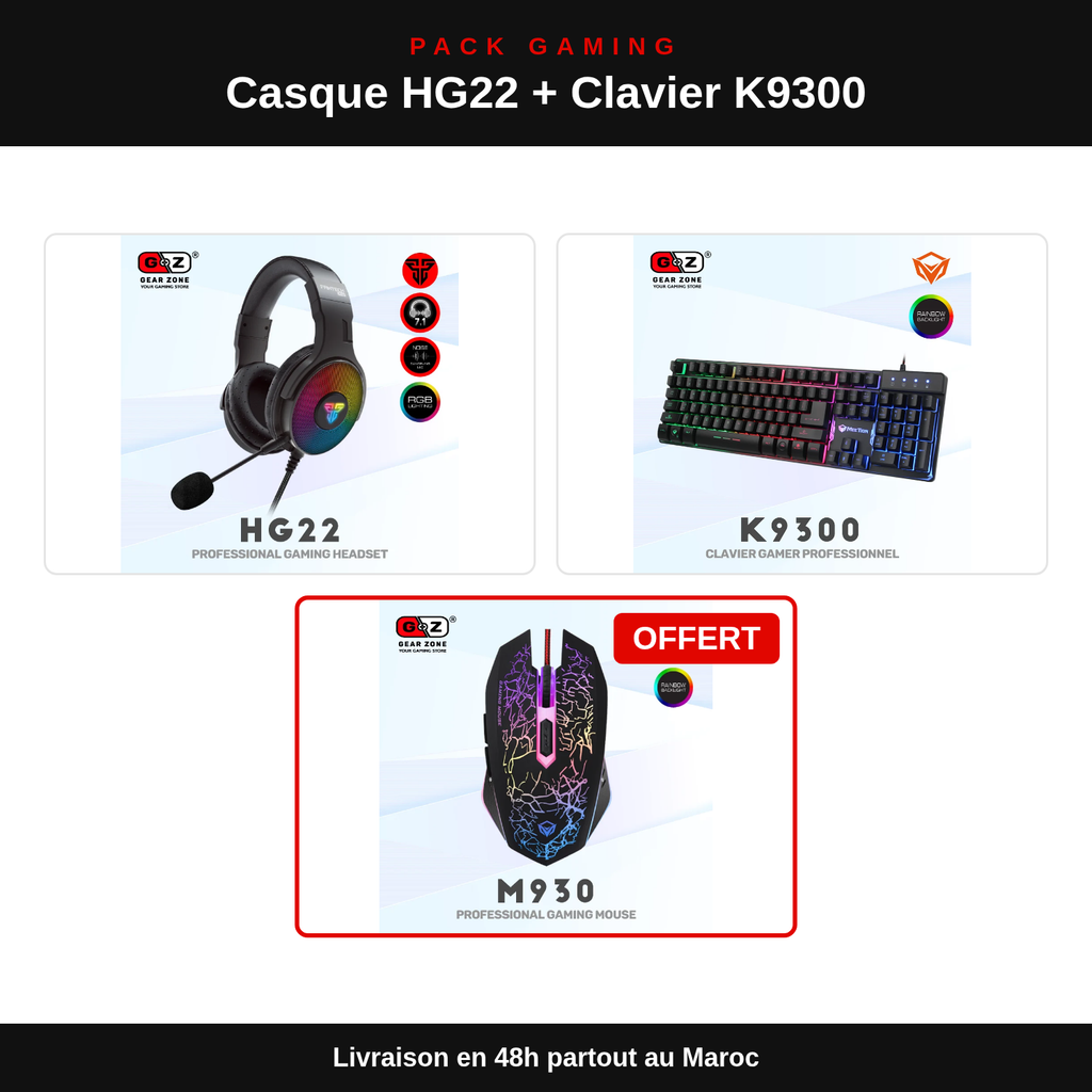 Pack Casque HG22 7.1 + Clavier K9300 + Souris M930 : contenu du pack