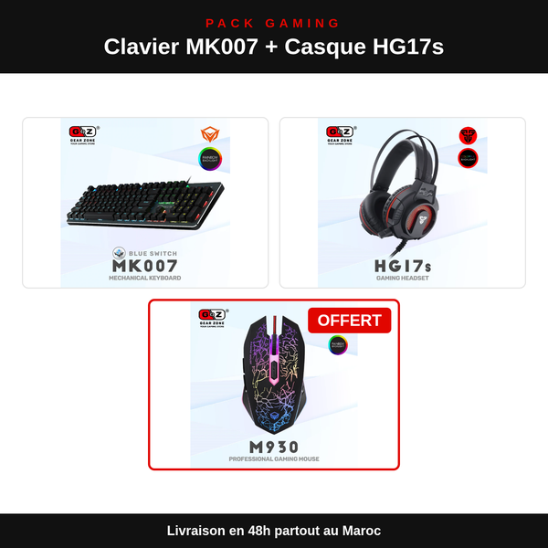 Pack Clavier Mécanique MK007 + Casque HG17s + Souris M930 : contenu du pack