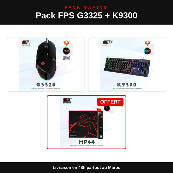Pack FPS Souris MeeTion G3325 + Clavier K9300 + Tapis : contenu du pack