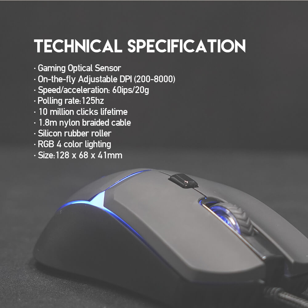 Caractéristiques techniques de la souris gamer Fantech Crypto VX7