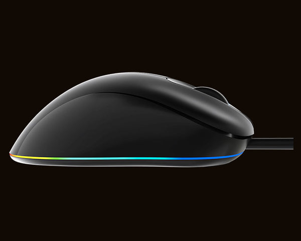 Souris gamer MeeTion GM19 de profil droit, bande RGB