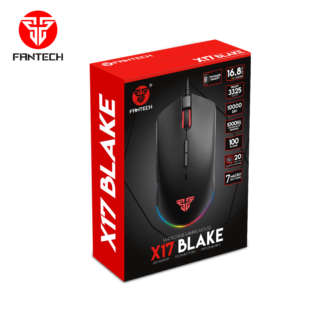 Boîte rouge et noire de la souris gamer Fantech X17 Blake