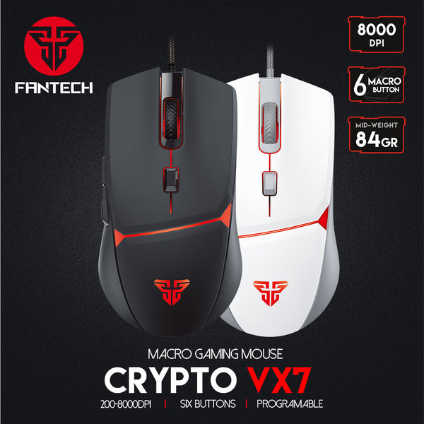 Fantech Crypto VX7 en noir et en blanc Space Edition : 8000 DPI, 6 boutons, 84 g