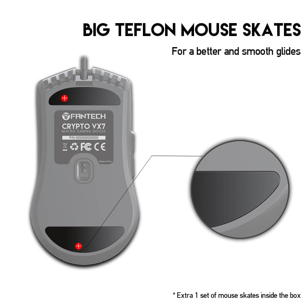Patins en téflon sous la souris Fantech Crypto VX7