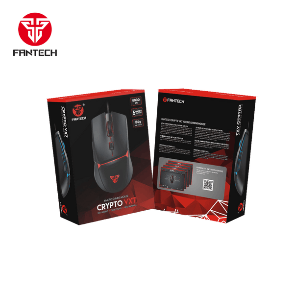 Boîte de la souris gamer Fantech Crypto VX7, face avant et arrière