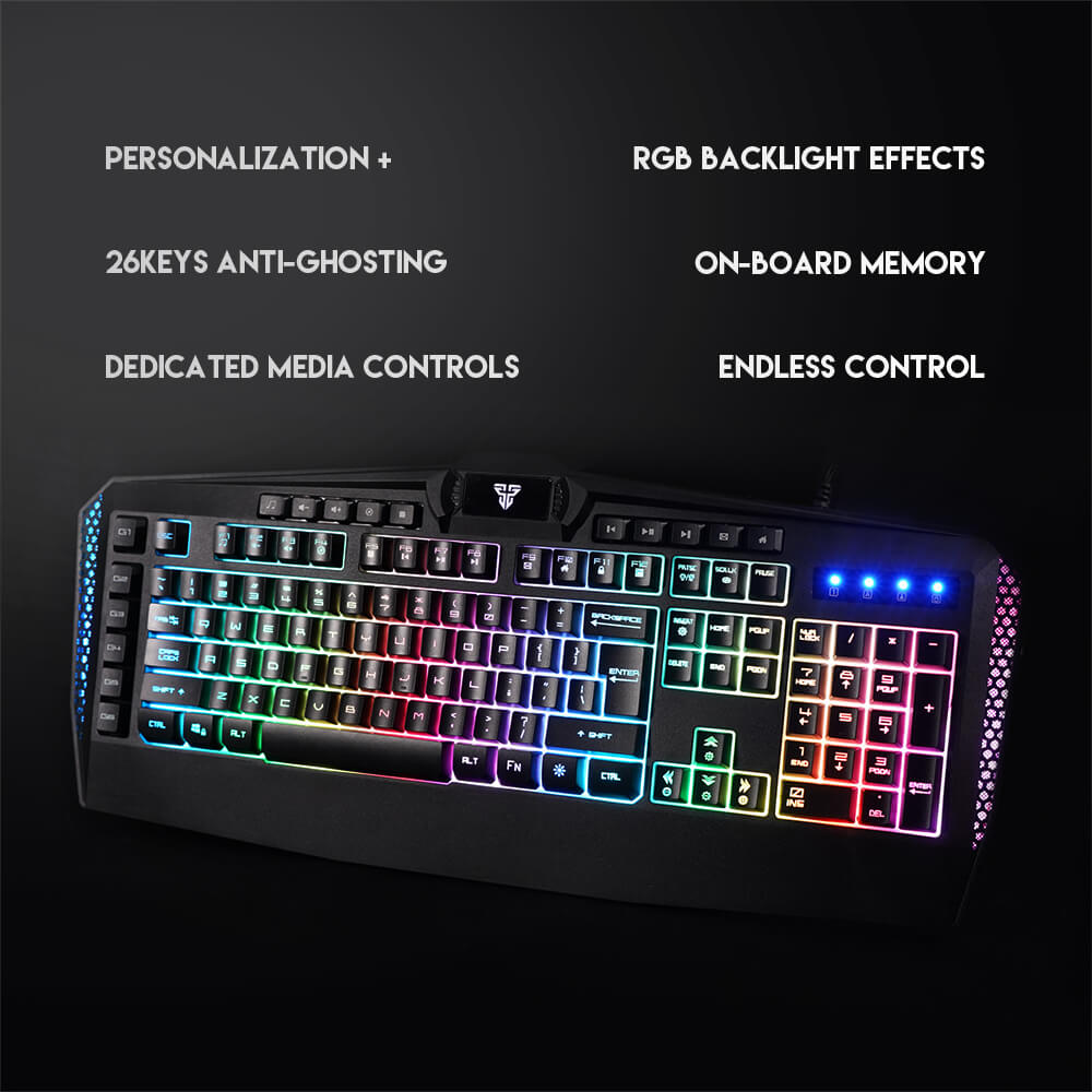 Points forts du Fantech K513 : mémoire embarquée, RGB, touches média
