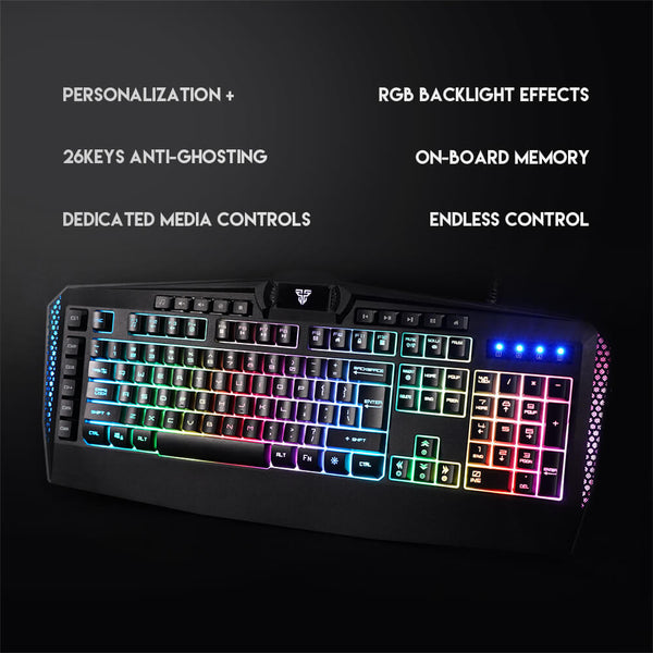 Points forts du Fantech K513 : mémoire embarquée, RGB, touches média