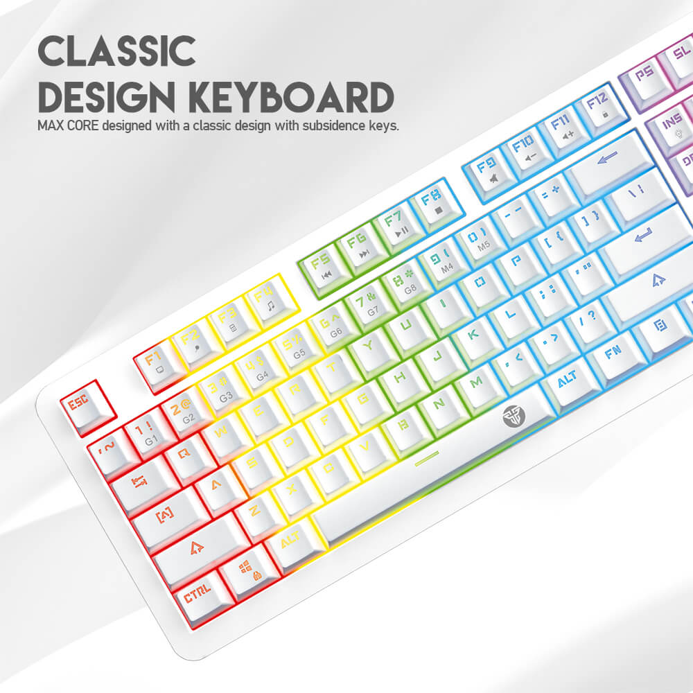 Keycaps flottantes du clavier Fantech MK852 Max Core blanc éclairé en RGB