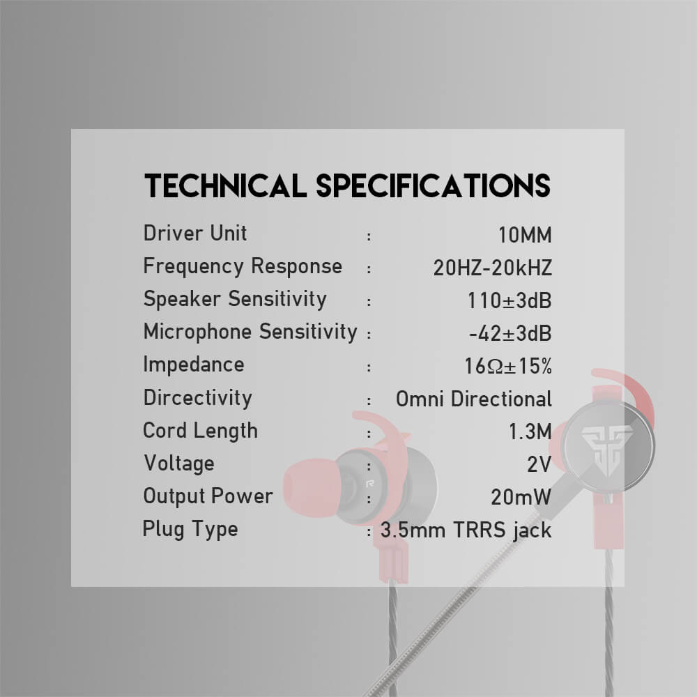 Caractéristiques techniques des écouteurs gamer Fantech EG2 Scar