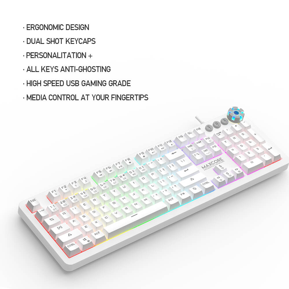 Fantech MK852 blanc : keycaps double injection, anti-ghosting, touches média