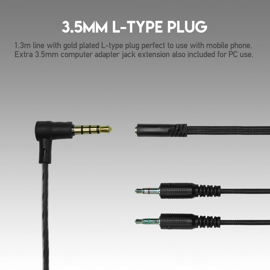 Prise jack 3,5 mm coudée et adaptateur PC des écouteurs Fantech EG2
