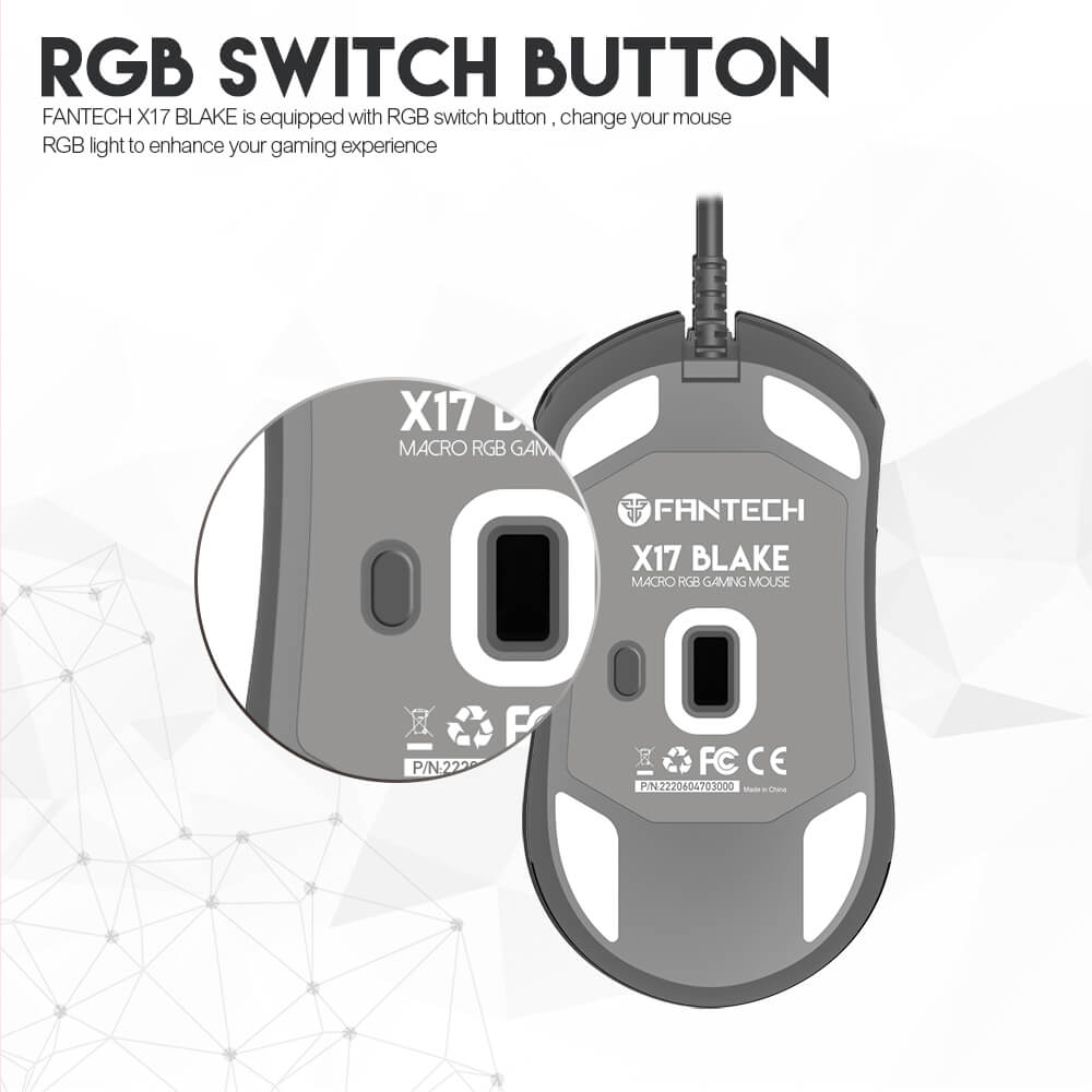 Bouton RGB sous la souris Fantech X17 Blake Space Edition