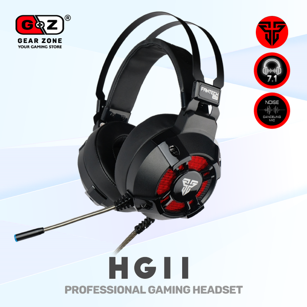 Casque gamer Fantech HG11 Captain 7.1 noir avec micro, écouteurs rouges