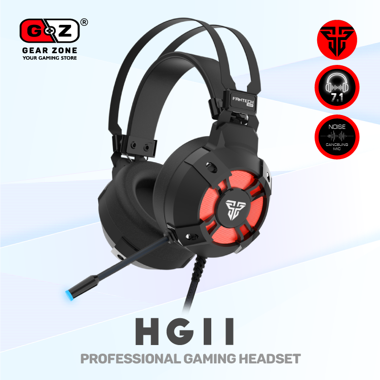 Casque Fantech HG11 Captain 7.1 de trois quarts, micro à LED bleue