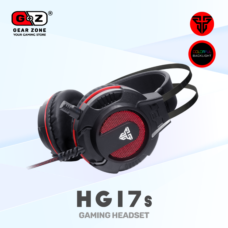 Casque Fantech HG17s de profil, écouteur rouge et câble tressé
