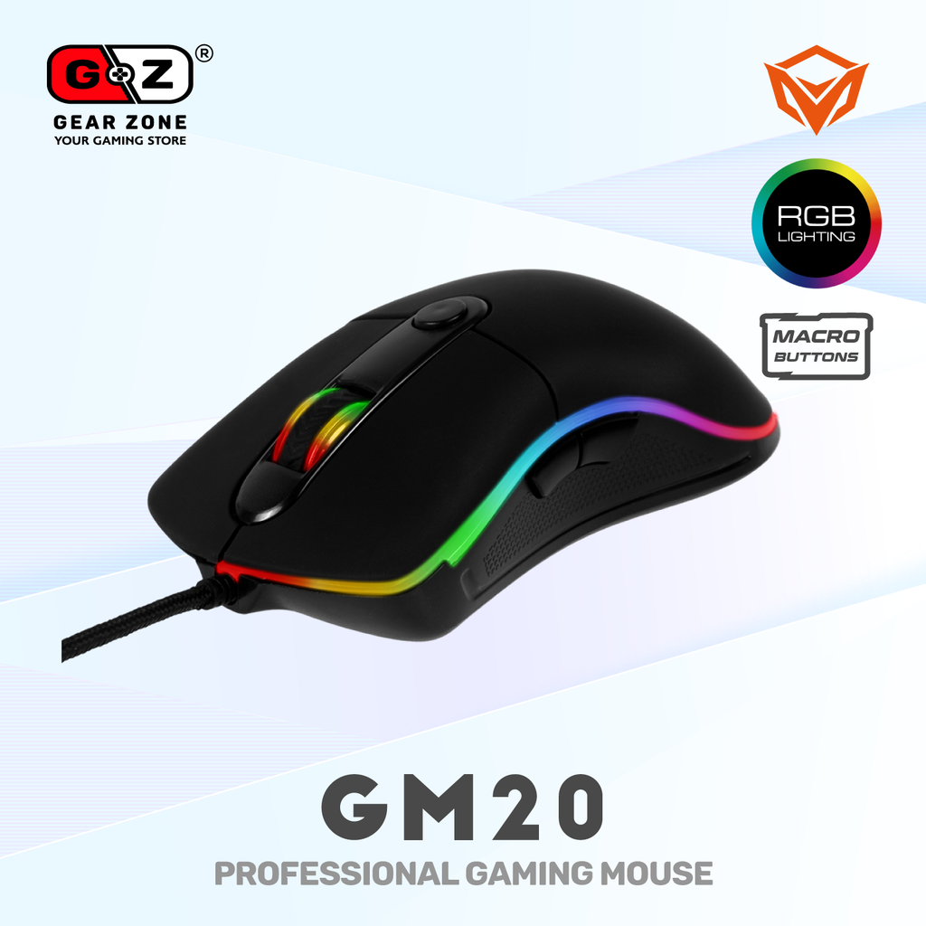 Souris gamer MeeTion GM20 vue de l'avant, molette éclairée