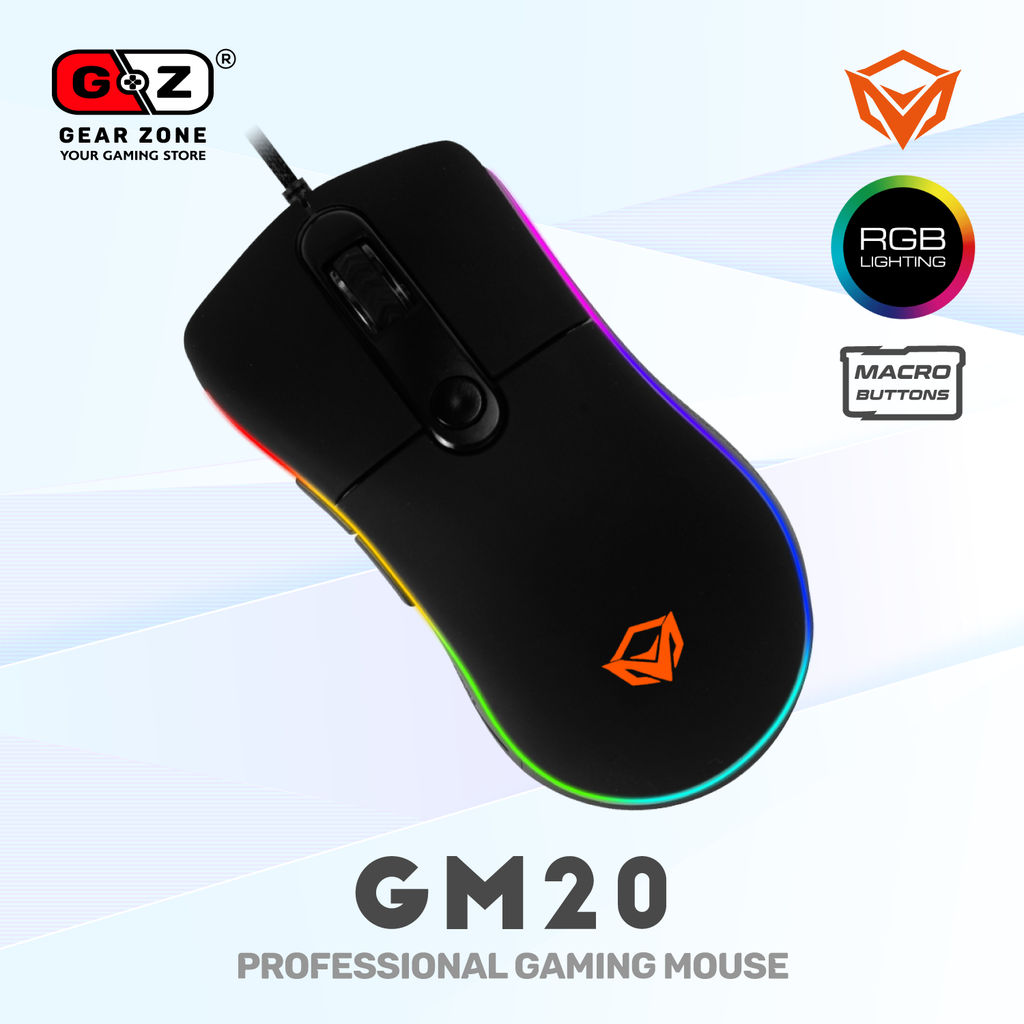 Souris MeeTion GM20 de trois quarts arrière, éclairage RGB