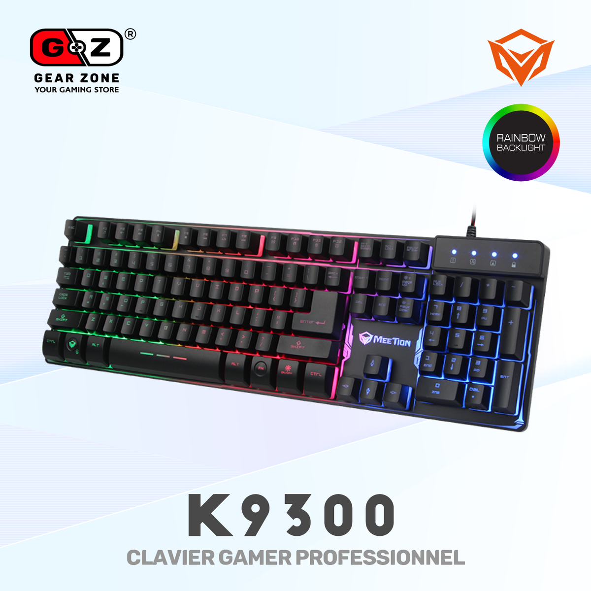 Clavier gamer MeeTion K9300 avec rétroéclairage arc-en-ciel Image principale du produit