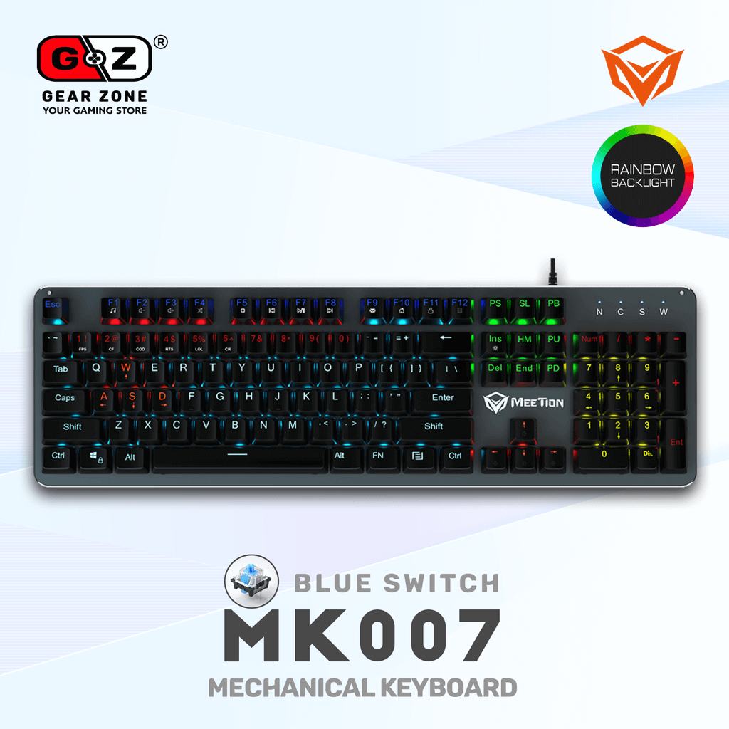 Clavier MeeTion MK007 vu de dessus : disposition QWERTY complète