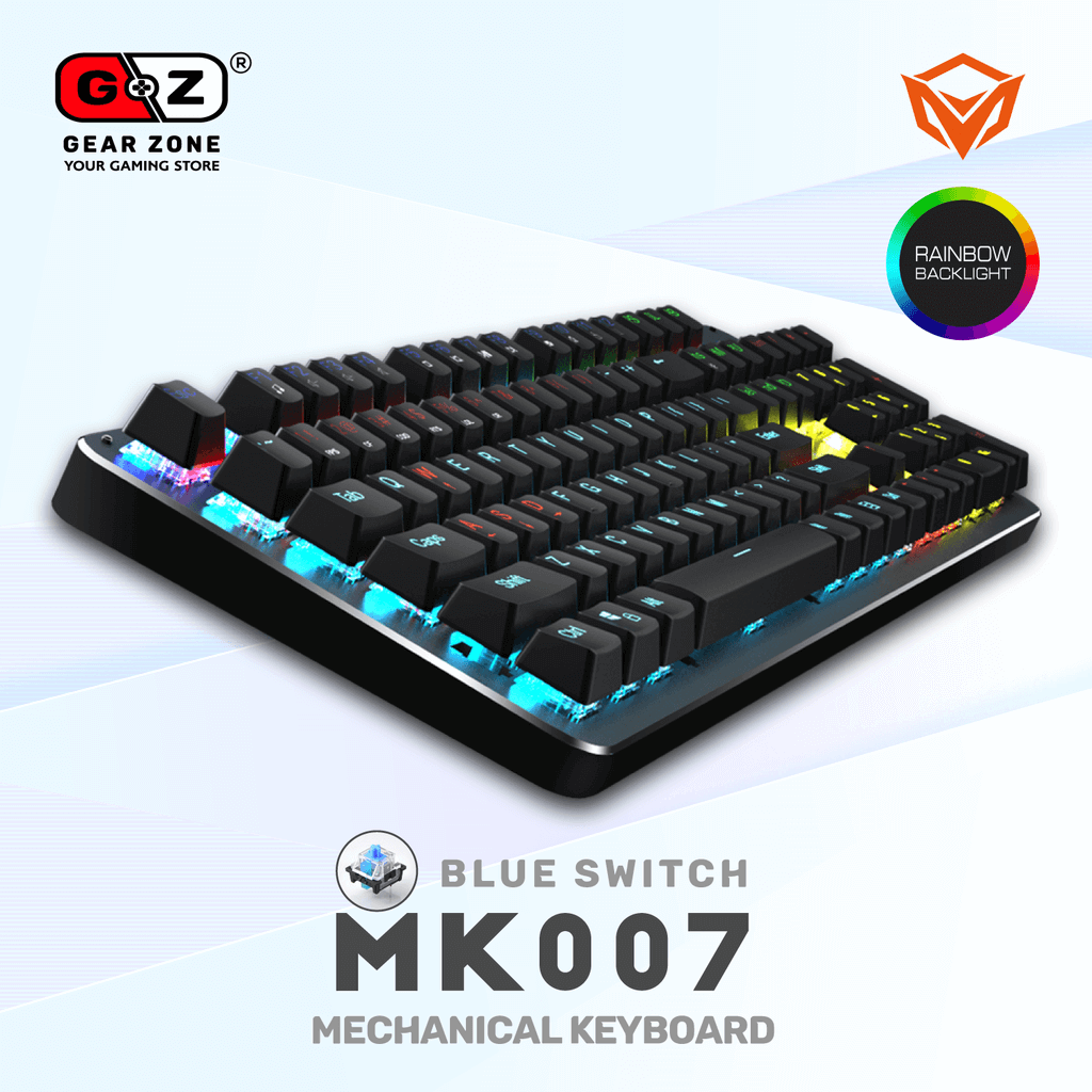 Clavier MeeTion MK007 vu de côté, rétroéclairage sous les touches