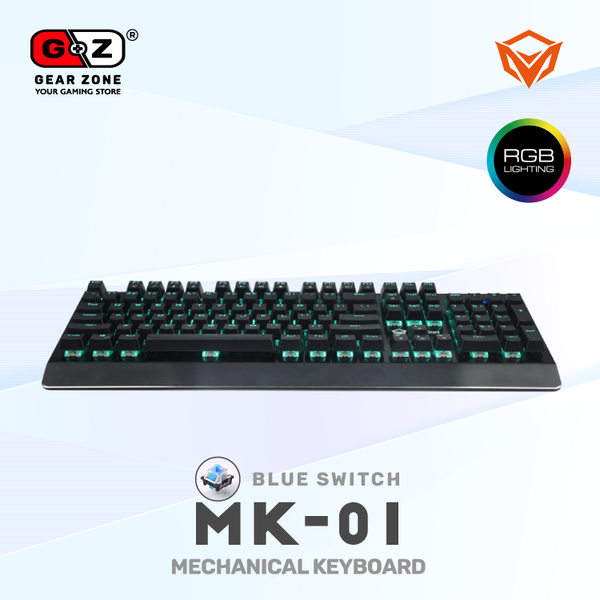 Clavier mécanique MeeTion MK01 vu de face, touches rétroéclairées