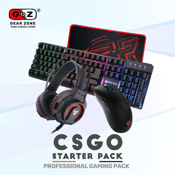 Contenu du CSGO Starter Pack : casque, clavier rétroéclairé, souris et tapis de souris