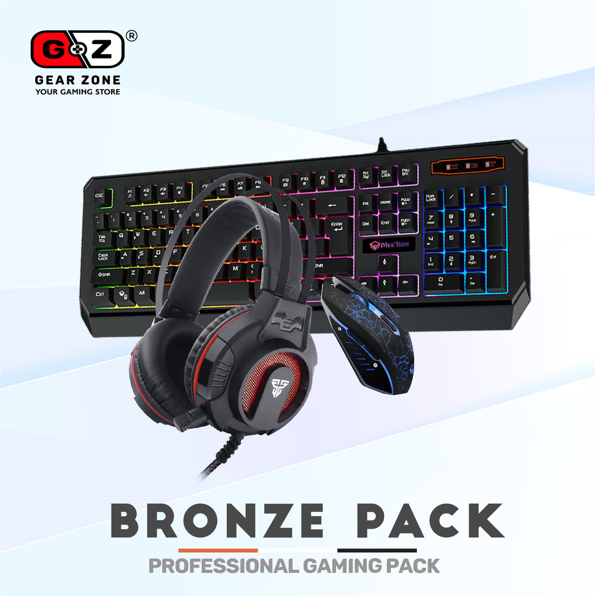 Bronze Pack gaming : casque Fantech HG17s, clavier MeeTion K9320 et souris MeeTion M930
