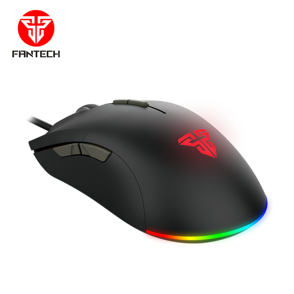 Souris gamer Fantech X17 Blake noire de trois quarts, contour RGB