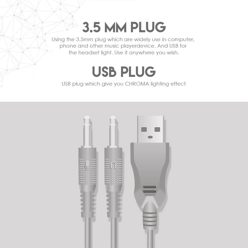 Double jack 3,5 mm et prise USB pour l'éclairage, Fantech HG17s