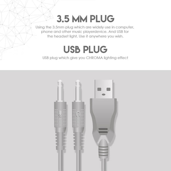 Double jack 3,5 mm et prise USB pour l'éclairage, Fantech HG17s