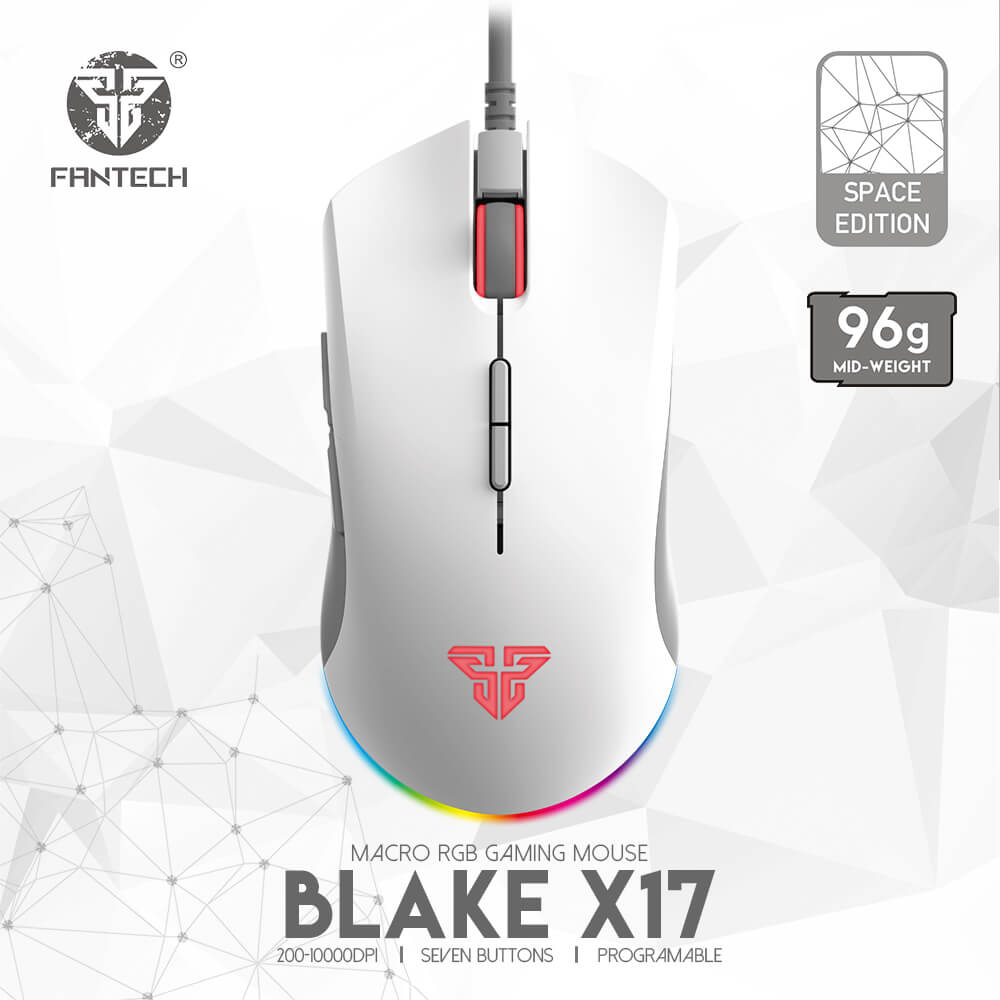 Souris gamer Fantech X17 Blake Space Edition blanche, 96 g, contour RGB