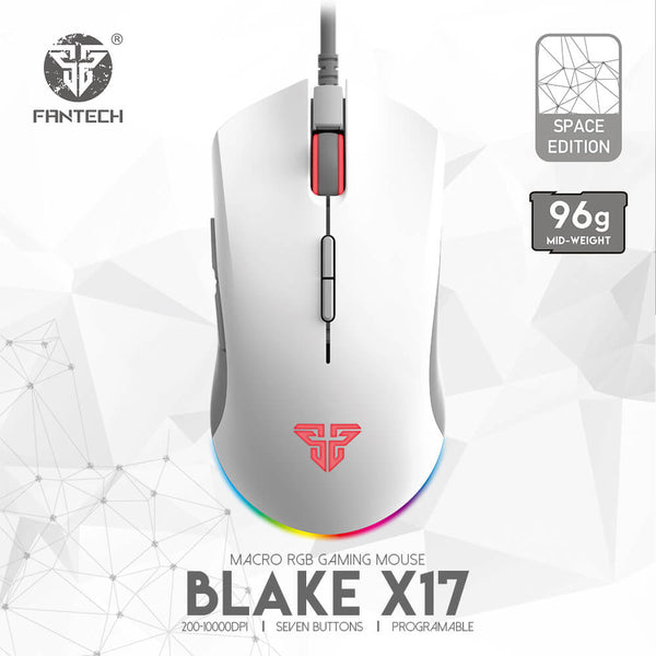Souris gamer Fantech X17 Blake Space Edition blanche, 96 g, contour RGB